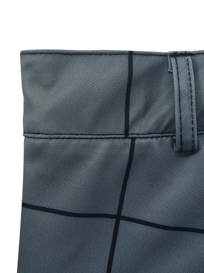 Pantalon décontracté à carreaux gris uni pour homme avec poche, adapté aux vêtements d'extérieur et de rue