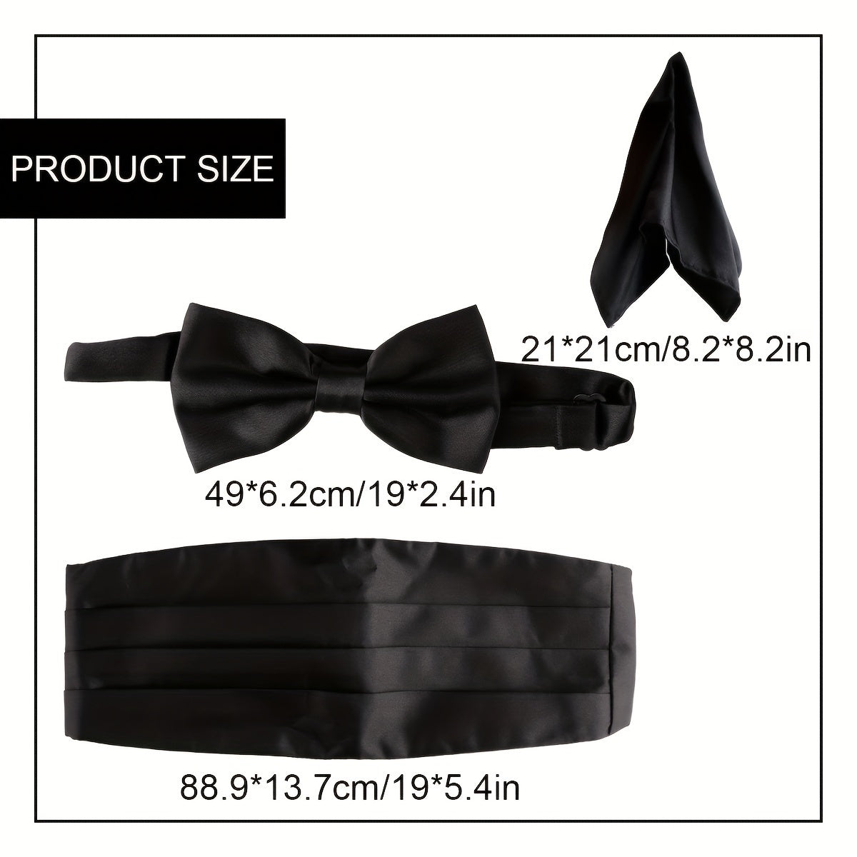 3pcs/set Ensemble Nœud Papillon, Ceinture et Pochette de Costume en Satin pour Homme, Accessoires Élégants pour Occasions Spéciales