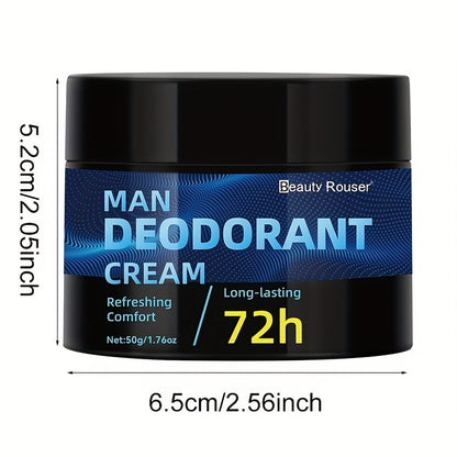 Crème déodorante pour homme Beauty Rouser : Confort rafraîchissant, protection longue durée 72h, adaptée pour les aisselles, les zones intimes et le contrôle des odeurs corporelles