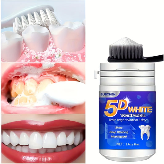 Poudre dentaire blanche 5D, poudre de nettoyage en profondeur des dents, haleine fraîche, idéale pour la santé bucco-dentaire et l'hygiène, cadeau pour femmes et hommes