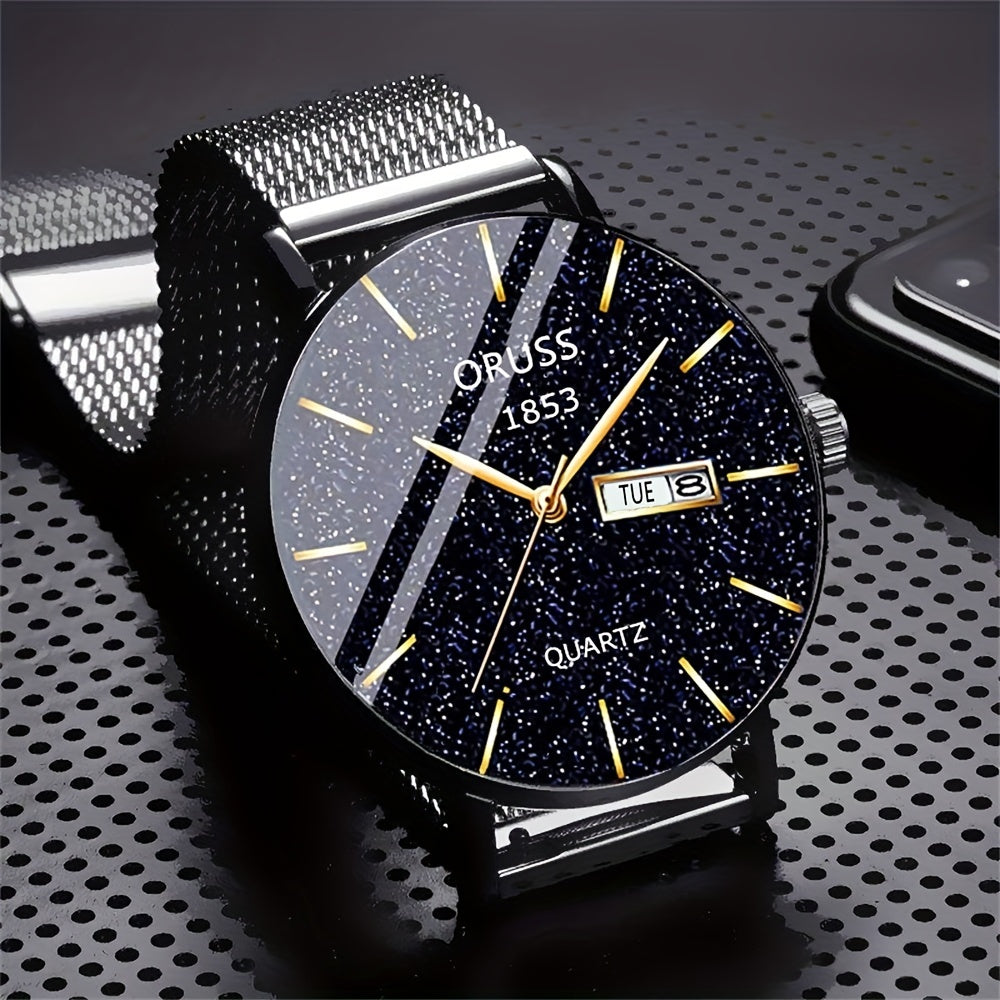 Men's Watch, Simple and Elegant Business Men's Watch with Dual Calendar 