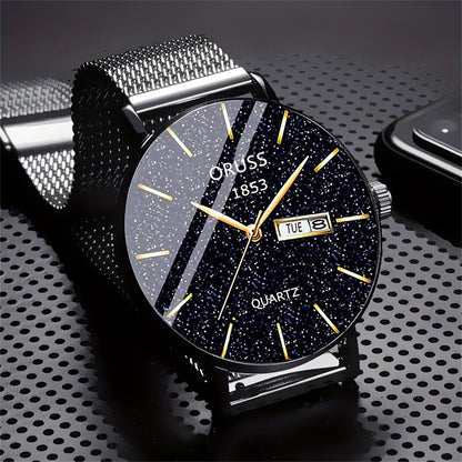 Men's Watch, Simple and Elegant Business Men's Watch with Dual Calendar 