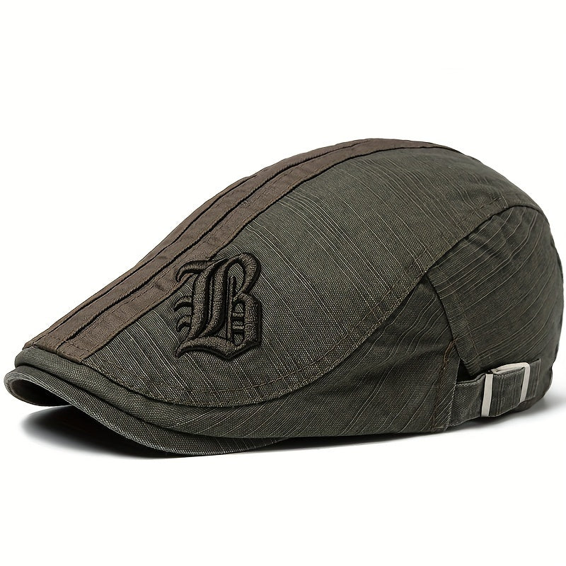 1pc Casquette Bordé De Lettre Pour Hommes, Décontracté Et À La Mode, Chapeau Vintage Et Réglable Pour Le Printemps Et L'automne