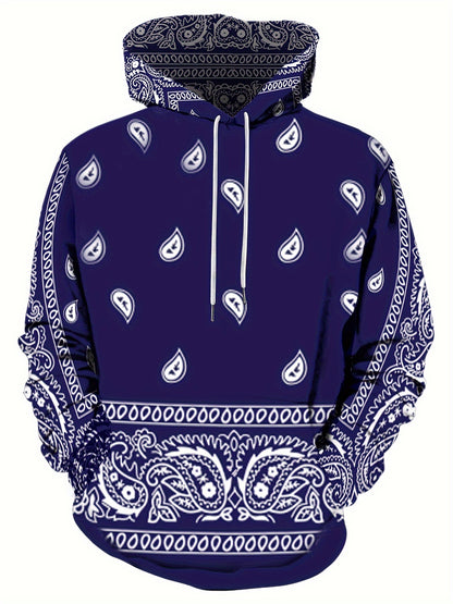 Sweat À Capuche À Motif De Noix De Cajou, Sweat À Capuche Au Design Graphique Décontracté Cool Pour Hommes Avec Poche Kangourou, Streetwear Pour L'hiver Et L'automne, Comme Cadeaux