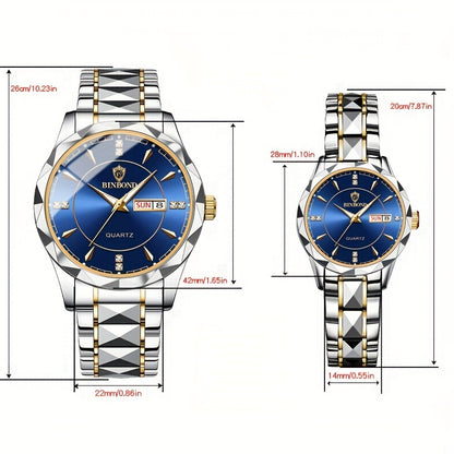 2pcs/set, Dual Calendar Waterproof Men's Watch Set, Valentine's Day Gift 