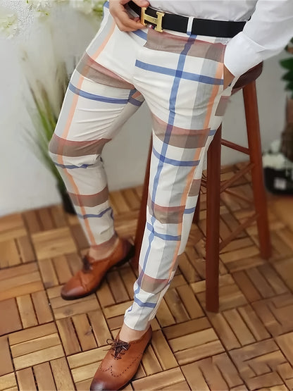 Pantalon de ville à carreaux vintage pour homme avec poche, adapté aux activités de plein air et à la rue