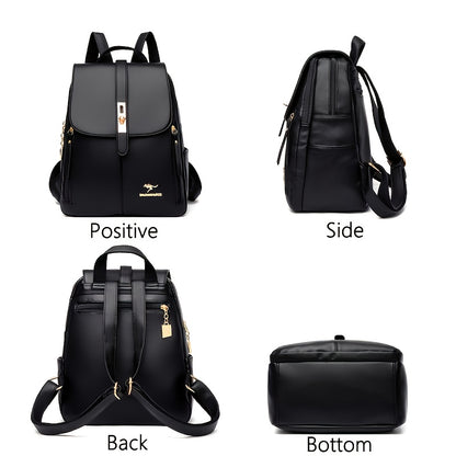 Fashion Flap Backpack, Retro PU Leather School Bag, Casual Anti-theft Backpack for Travel 