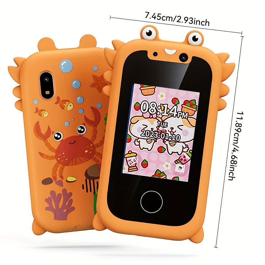 Tout-en-un pour enfants téléphone portable jouet d'apprentissage, jouet de caméra intelligente pour enfants adapté aux garçons et aux filles âgés de 3 à 9 ans, lecteur de musique avec deux caméras, écran tactile avec jeu éducatif