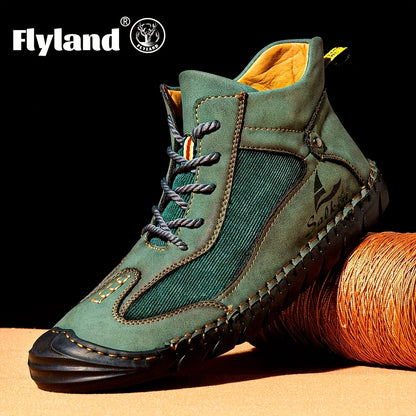 FLYLAND Bottes de cheville rétro décontractées légères et résistantes à l'usure à lacets avec semelle en caoutchouc Yellowstone