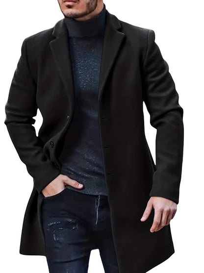 Manteau trench rétro pour hommes, surchemise simple et chaude à boutonnage simple pour les affaires d'automne et d'hiver