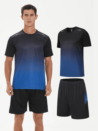 [Vente Chaude] Ensemble Sportif à Séchage Rapide pour Hommes - 2pcs, T-Shirt en Soie Glacée & Shorts pour la Course, le Fitness & le Port Décontracté