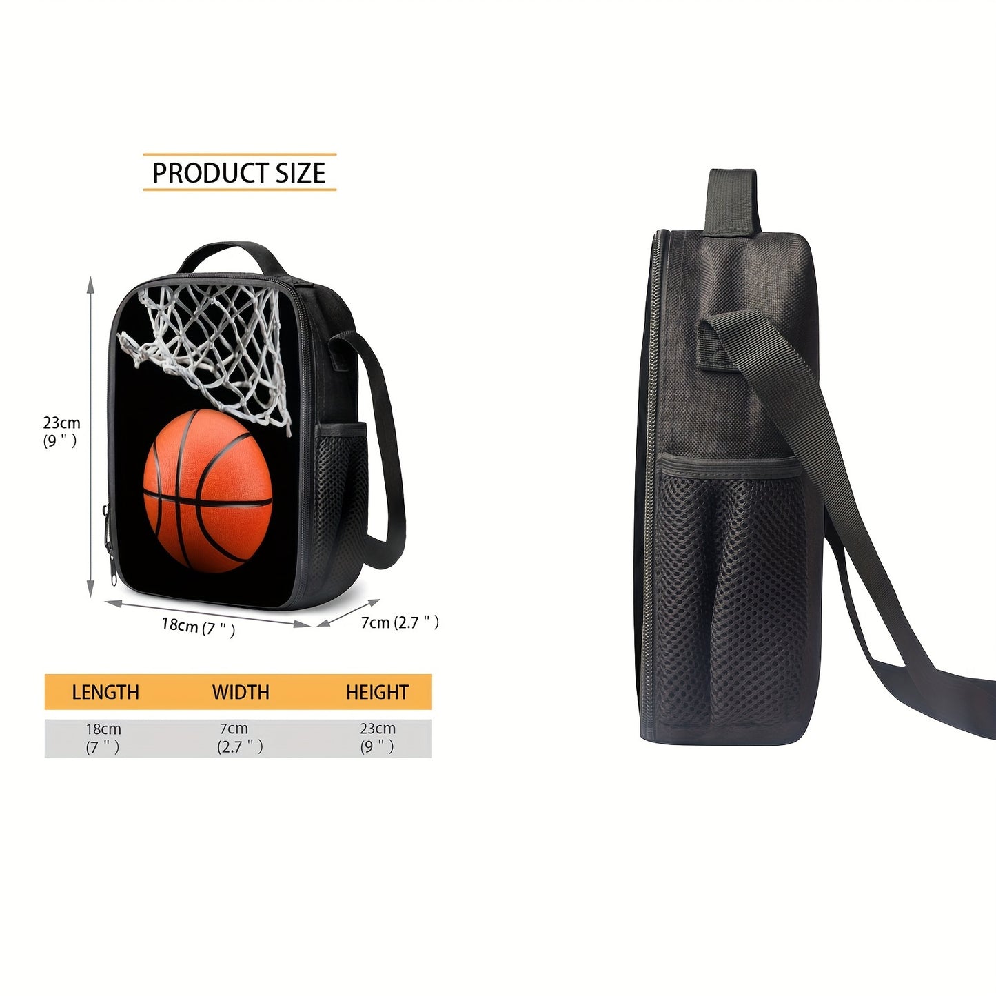 4pcs Sac d'école Ensemble de sac à dos de basket-ball pour garçons et filles, Sac à dos d'école avec boîte à lunch Trousse à crayons Sac à bouteille d'eau