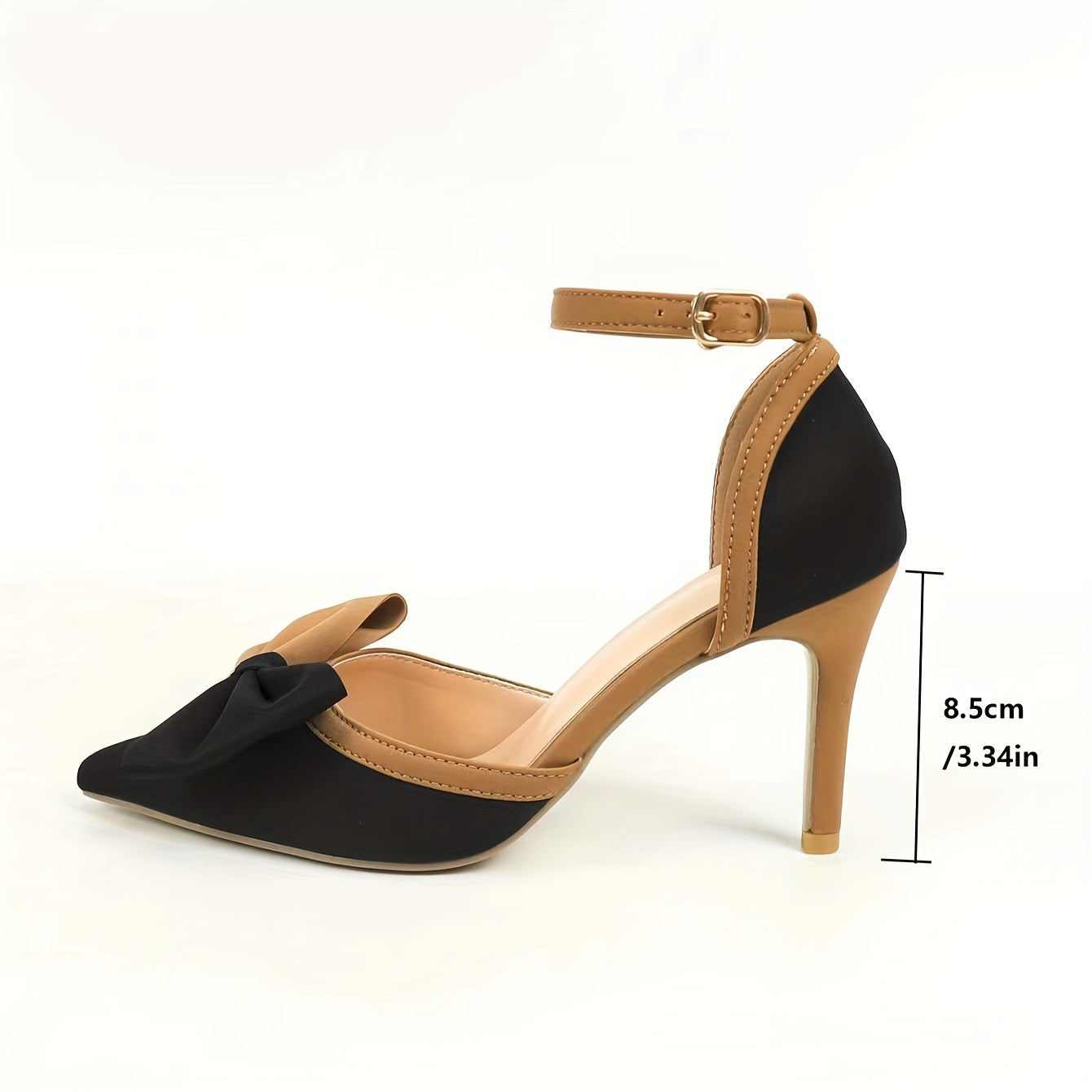 Women's Elegant Bowknot Summer Shoes, Hollow Buckle Strap Dress High Heels, Pointed Toe Party Banquet Shoes 