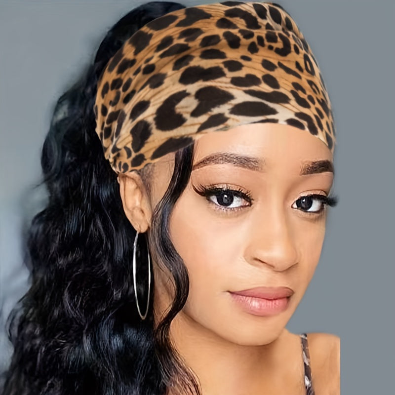 4Pcs Fashion Leopard Print Moisture Wicking Sports Headband for Women 