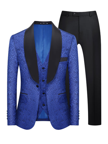 Ensemble Formel 3 Pièces, Veste De Costume À Col Châle Pour Hommes, Gilet Et Pantalon À Simple Boutonnage, Ensemble De Costume Pour Le Dîner Lesaffaires Les Fêtes Et Le Mariage