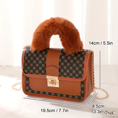 Mini Sac Bandoulière Vintage, Sac D'Épaule En Peluche Rétro, Sac À Main Et Portefeuille De Mode Pour Femmes