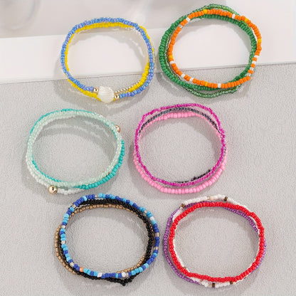 Ensemble De 18 Bracelets De Cheville Extensibles En Perles De Verre Colorées, Style Bohème Pour Les Vacances, Accessoires De Bijoux Pour Les Pieds, Pour Porter À La Plage Lors Des Fêtes