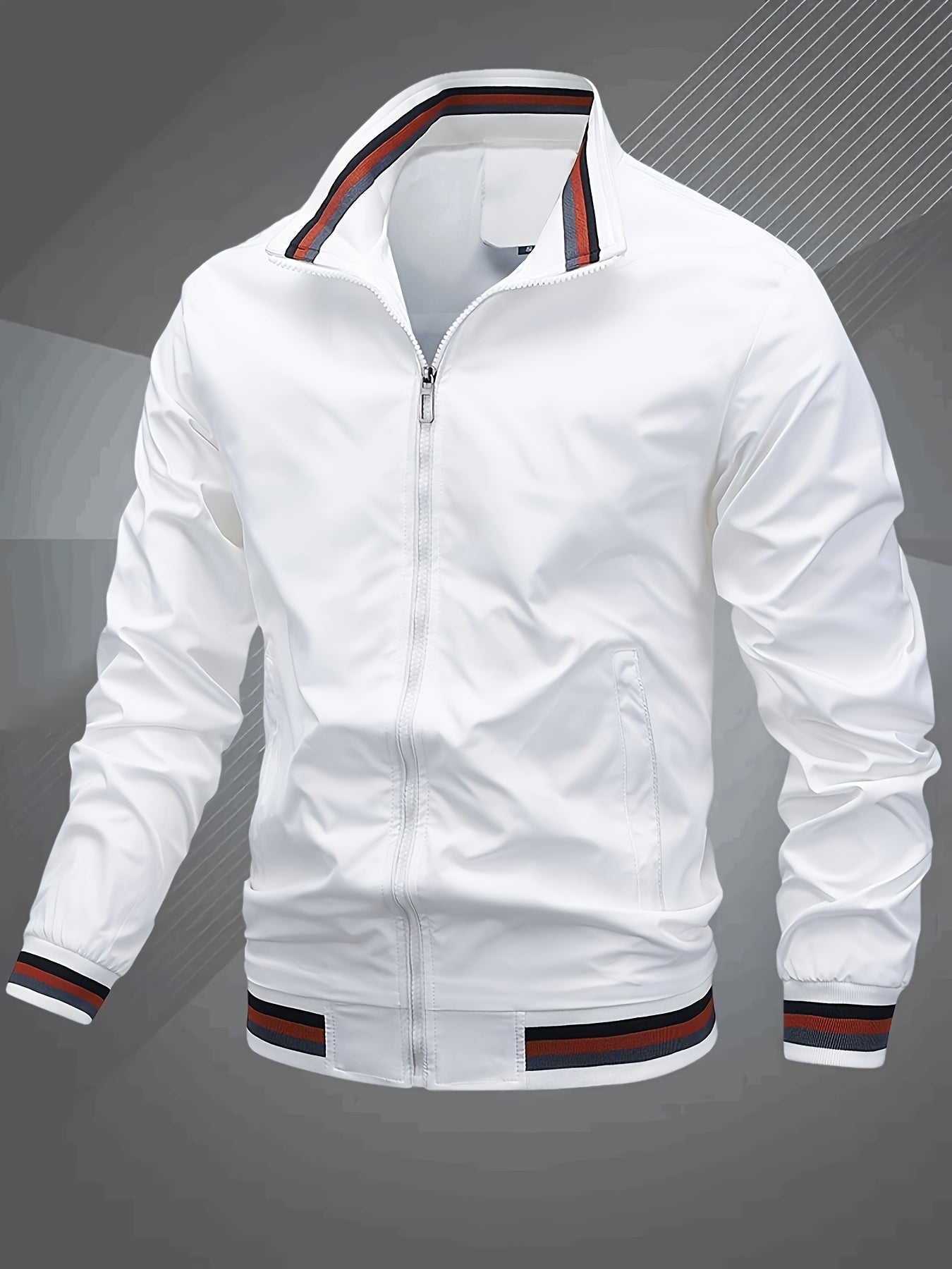 Blouson À Col De Baseball Classique Pour Hommes Pour Le Printemps Et L'Automne, Veste Coupe-vent Pour Hommes