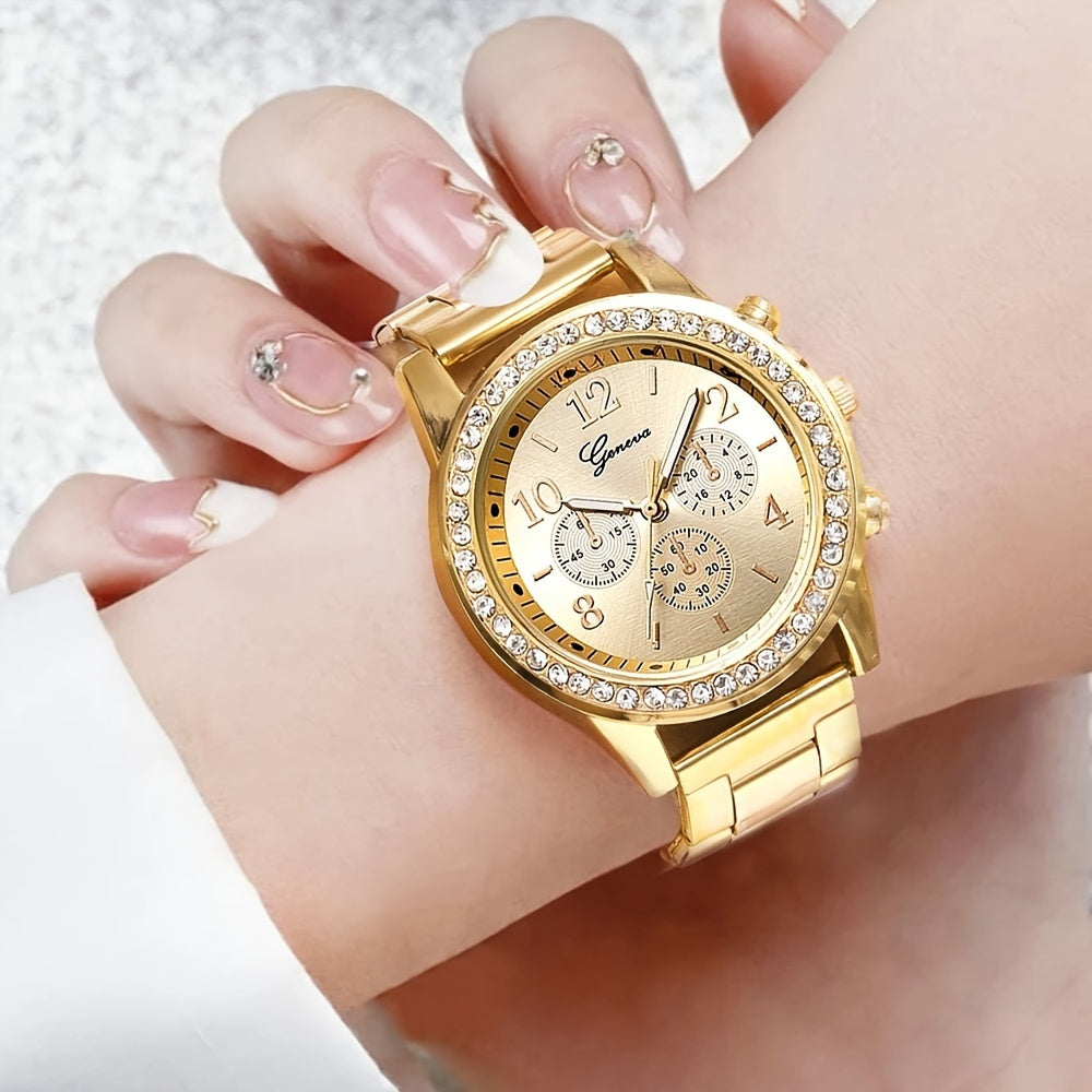 Ensemble de 3 Montres à Quartz de Luxe pour Femme - Wrist accessory en Acier Inoxydable, Accents de Strass, Cadeau Parfait pour Maman & personne pour la Fête des Mères, la Saison des Fêtes, la Saint-Valentin