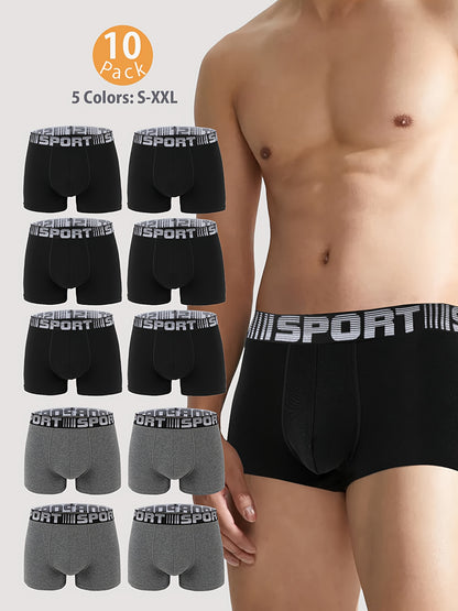 Lot de 5 caleçons en coton pour hommes, confortables et respirants, boxers ajustés élastiques, shorts de sport, sous-vêtements décontractés pour hommes