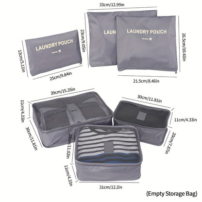 7pcs/set, 1pc Étui d'embarquement d'affaires à la mode + 6pcs Sacs de rangement, Valise à roulettes universelle de sécurité durable Valise de voyage pour hommes et femmes Étudiants