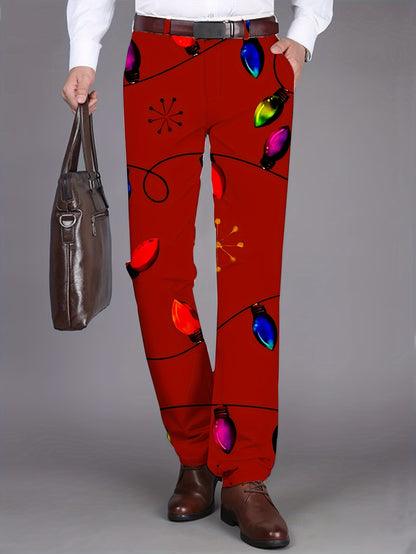 Men's Party Lights Printed Pants, Stylish Outdoor Party Trousers