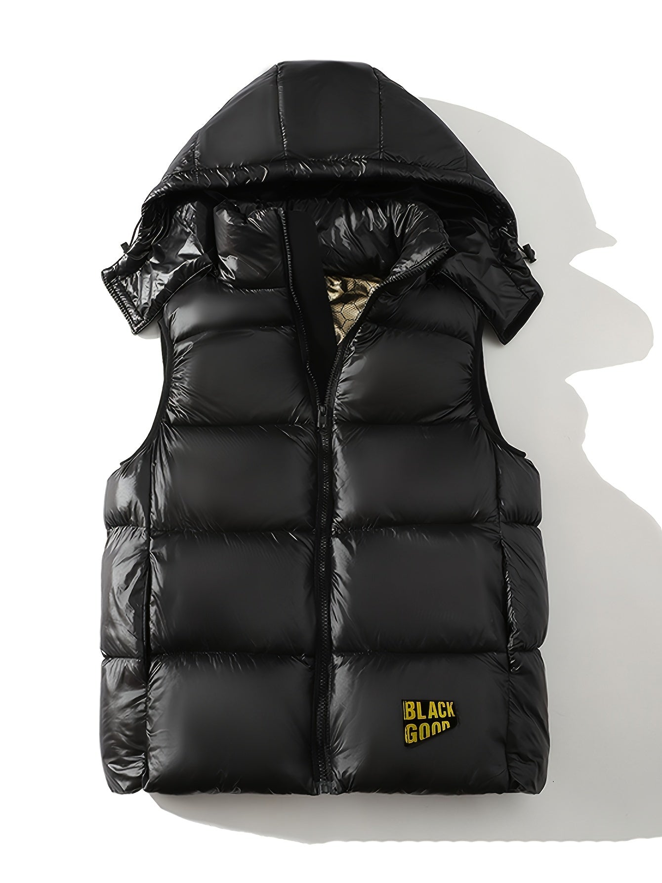 Men's Solid Color Sleeveless Puffer Coat with Pockets Casual Warm Zipper Vest for Winter Outdoor Activities 