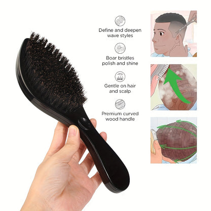 Pinceau à Ondulations pour Hommes - Poignée en Plastique ABS avec Soies en Plastique, Peigne de Finition en Forme d'Ondulation pour Tous les Types de Cheveux, Brosse à Cheveux de Massage et de Styling