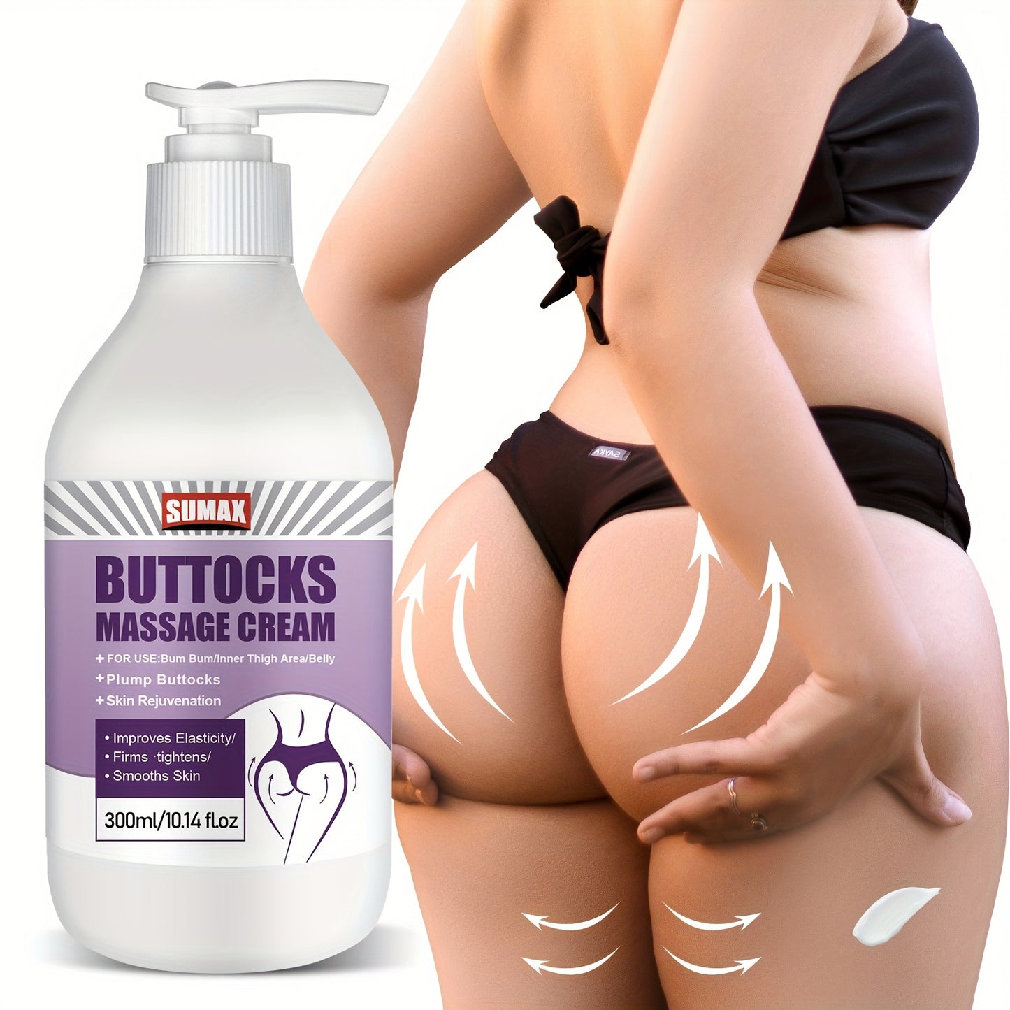 10.14oz Crème De Massage Des Fesses Lotion Pour Le Corps Contenant Du Collagène Et De L'essence De Cellules Souches Pour Resserrer La Peau, Hydrater Et Créer Des Fesses Pleines, Naturelles Et Élastiques