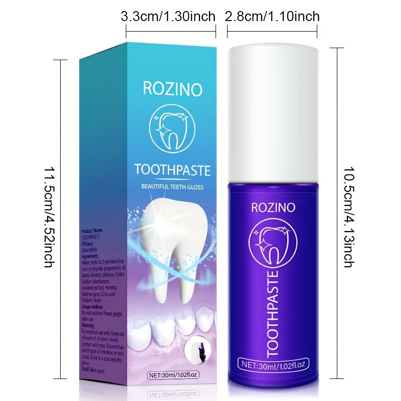 Dentifrice blanchissant violet, 30 ml, mousse dense, nettoyage doux des dents, amélioration de l'haleine, haleine fraîche, protection des gencives, réduit le jaunissement, dents plus blanches, squalane végétal