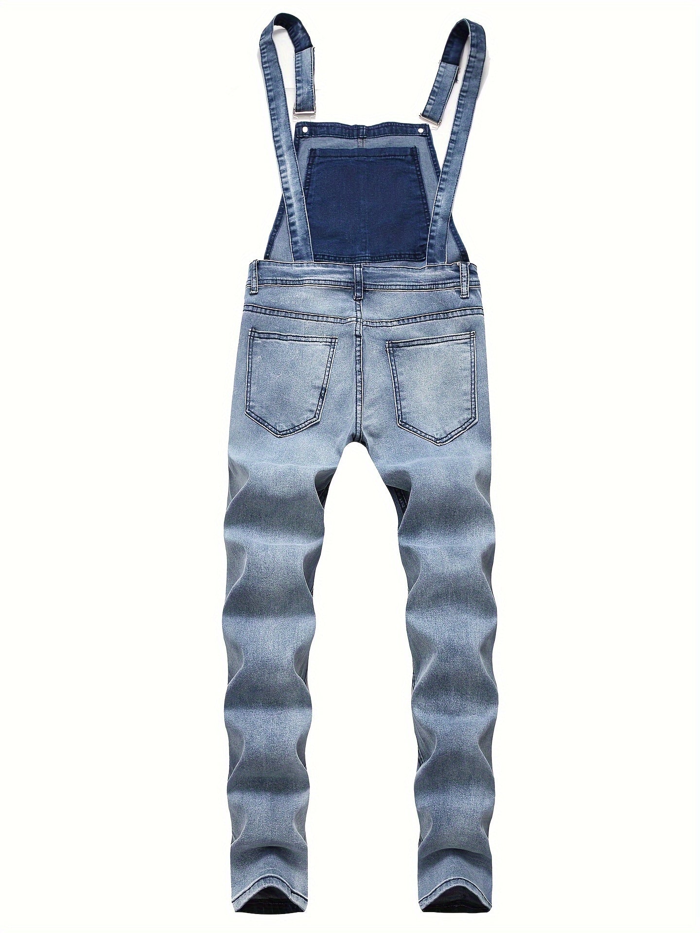 Salopette en denim déchiré pour homme, longueur standard pour toutes les saisons, pantalon à bretelles coupe ample