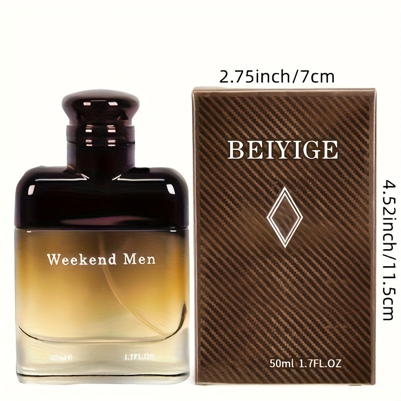 BEIYIGE Cologne for Men Weekend, Liquid Perfume, BPA Free, 1.7 FL.OZ (50 ml), Fruity Blood Orange and Basil Scent, Alcoholic, 10-20% Aroma Concentration, Fresh Fruity Orange Notes 