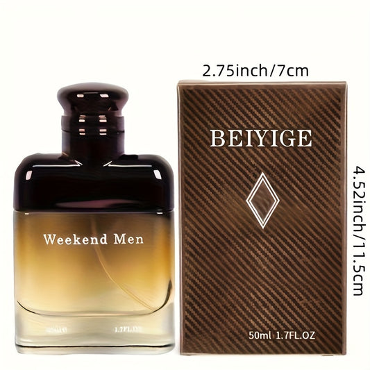 BEIYIGE Cologne pour homme Week-end, Parfum liquide, Sans BPA, 1,7 FL.OZ (50 ml), Parfum fruité à l'orange sanguine et au basilic, Alcoolisé, Concentration d'arôme de 10 à 20 %, Notes fraîches d'orange fruitée