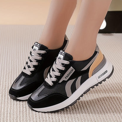 Women's Casual Color Block Sneakers Slip-on Round Toe Low-top Wear-resistant Non-slip Outdoor Versatile Shoes 