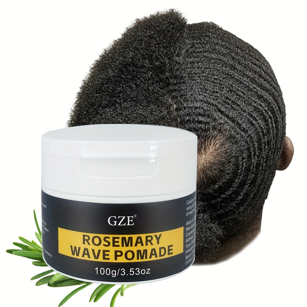 GZE Rosemary Wave Pomade pour 360 Waves - Crème hydratante profonde pour cheveux normaux, formule naturelle au beurre de karité et à la cire d'abeille, brillance et tenue soyeuses, idéale pour les vagues superposées et le wolfing - 100g/3.53oz