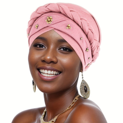 Ensemble De 1/2/3/4 Bonnets Turban Pour Femmes Avec Perles, Bandeau Torsadé, Ajustable, Élégant Bonnet De Chimiothérapie, Accessoire De Mode Pour La Perte De Cheveux