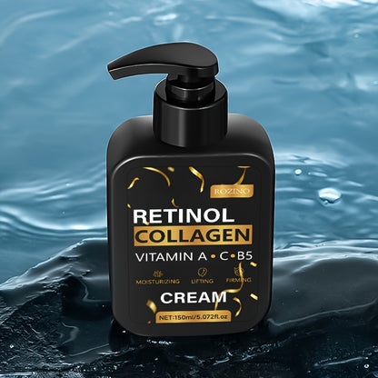 Crème pour le visage ROZINO au collagène et au rétinol 5,07 oz - Enrichie en vitamines A, C, B5, hydratante et raffermissante pour tous les types de peau, hypoallergénique, réduit les ridules et les rides, révèle une radiance juvénile