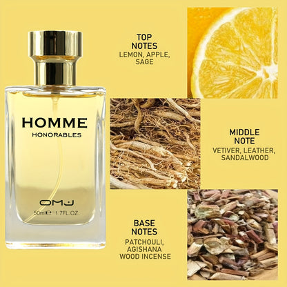 50 ml / 1.7 oz fl Eau de Toilette pour homme, fragrance aromatique boisée avec des notes de citron, pomme, vétiver, cuir, bois de santal, bois d'agar et patchouli.