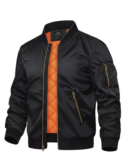 Veste d'hiver décontractée pour homme, veste de baseball, veste de pilote, tissu en polyester, douce pour la peau, coupe-vent, doublure résistante à l'eau, coton chaud et confortable, décontractée, design multi-poches, veste de travail quotidienne