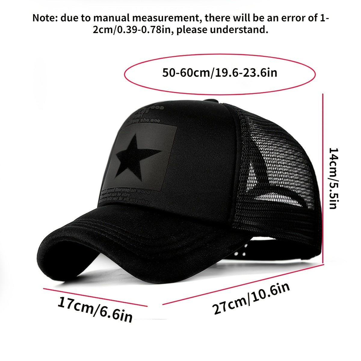 1pc Casquette De Baseball En Maille Mince À Motif Pentagramme D'été