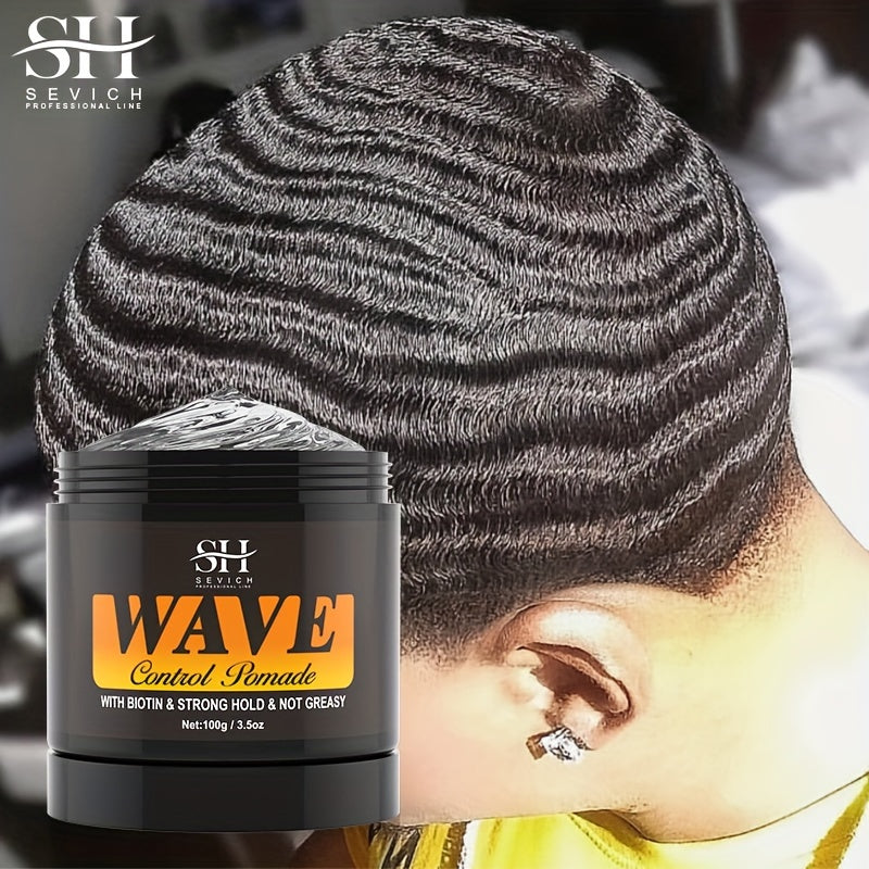 Kit de Pomade Wave Sevich 3pcs avec Peigne & Durag Soyeux - Crème Coiffante à Base d'Eau pour Vagues Profondes & Wolfing, Tenue Forte, Facile à Laver - Idéal pour Barbiers & Passionnés