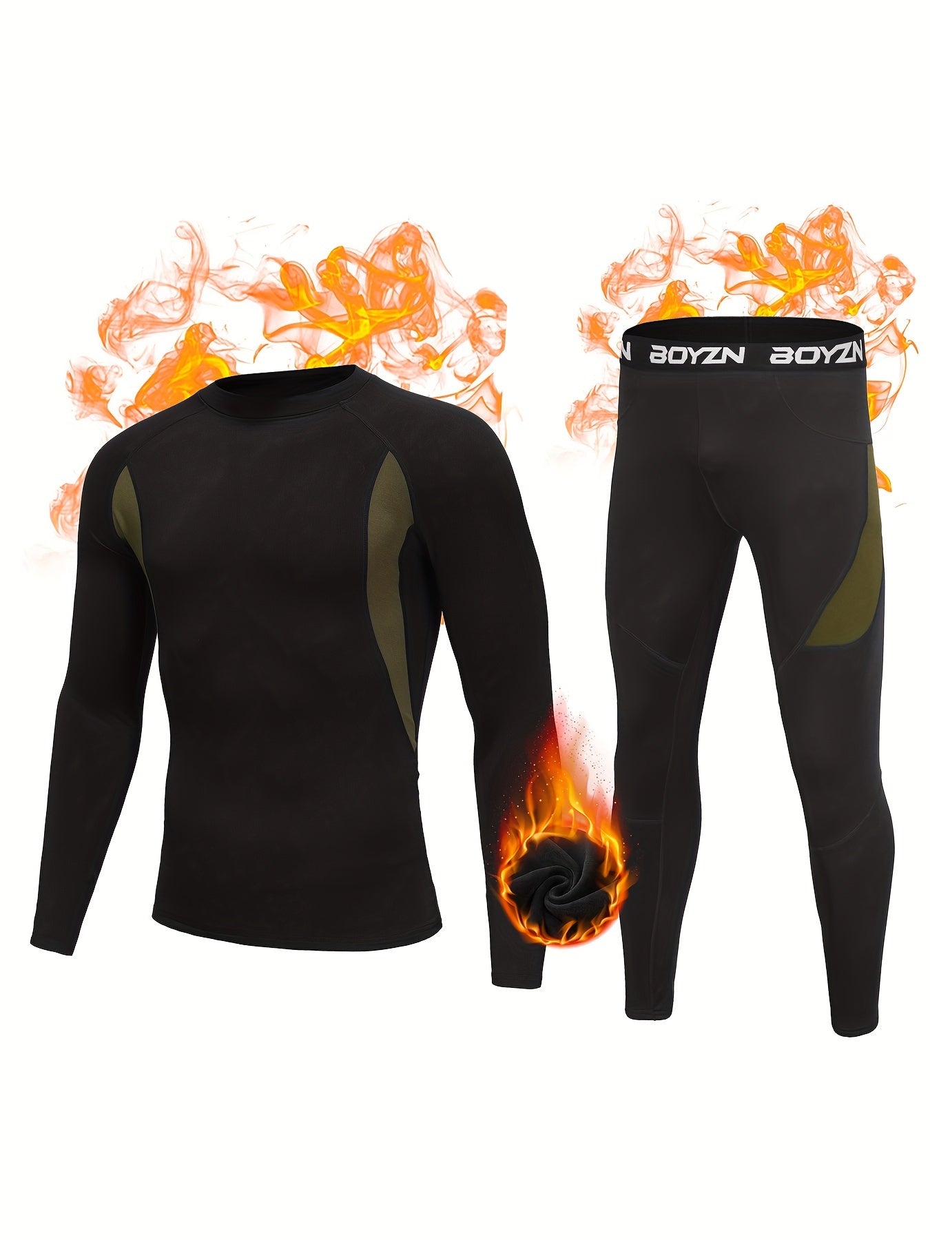 Ensemble de sous-vêtements thermiques pour hommes Boyzn - Microfibre polaire - Caleçons longs - Couche de base d'hiver - Haut et bas - Combinaisons de sport