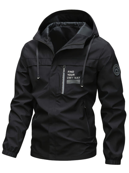 Veste à Capuche Imperméable pour Homme - Coupe-Vent Décontractée avec Poches Zippées, Lavable en Machine