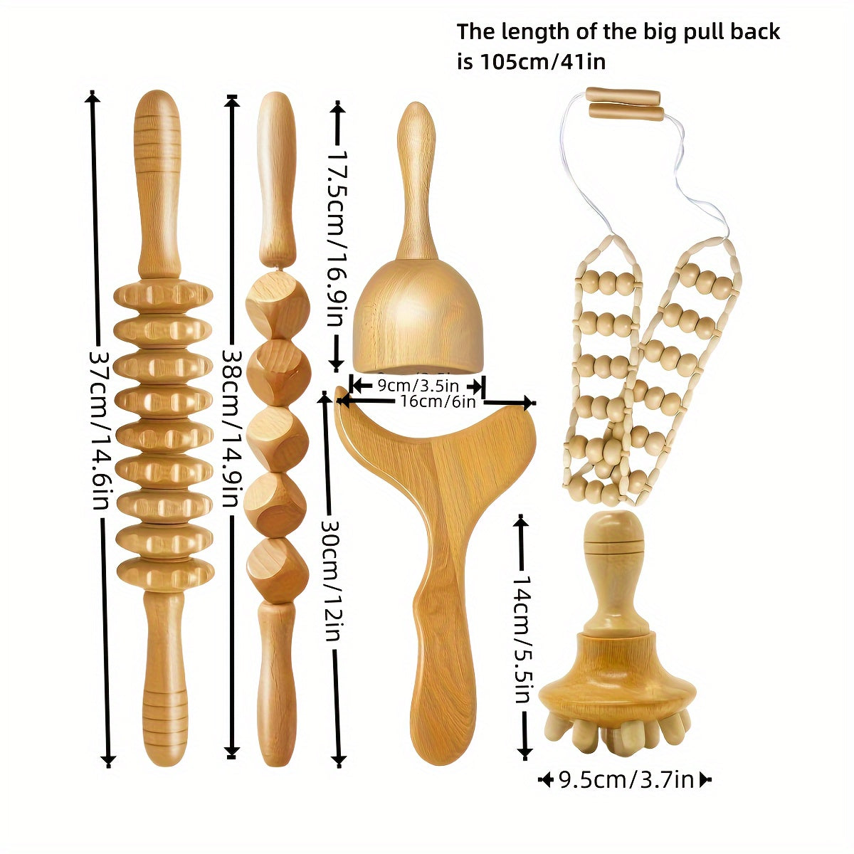 3/4/6pcs Outils de Massage en Bois pour la Remise en Forme du Corps, Masseur de Lymphatique, Kit de Madérothérapie, Rouleau de Massage en Bois