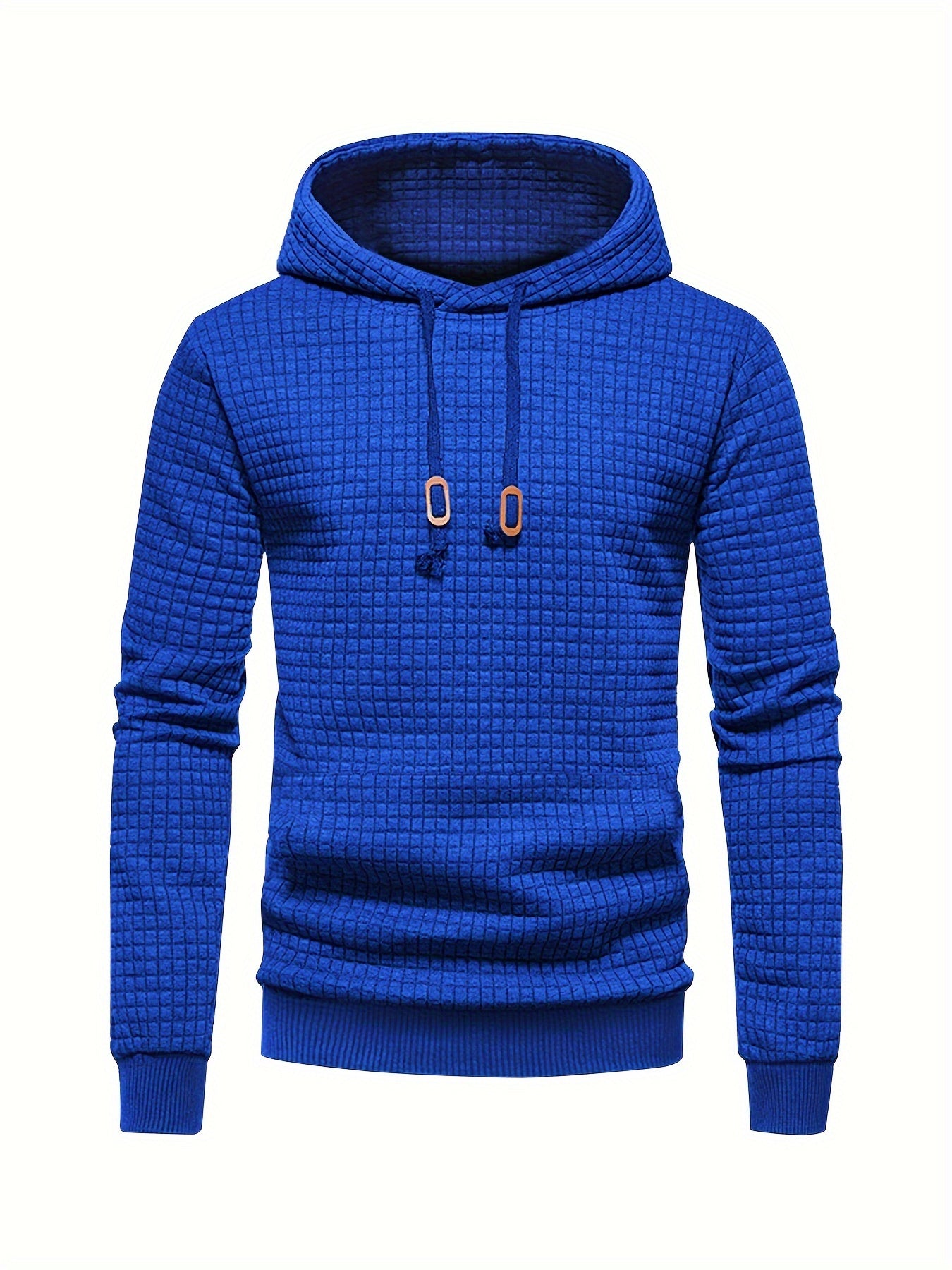 Sweat à capuche uni à motif gaufré, sweats à capuche décontracté pour hommes, sweat-shirt à capuche décontracté pour hommes avec poche kangourou streetwear pour l'hiver et l'automne, cadeaux