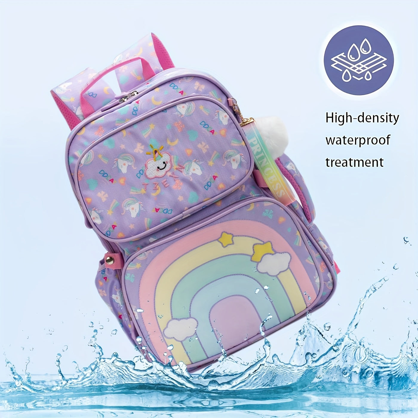 3 pièces Ensemble de sac à dos pour filles pour l'école primaire, sac à dos pour filles arc-en-ciel licorne sac à dos mignon sacs d'école cartables sacs à dos décontractés sac de voyage mignons sacs à dos pour enfants pour filles