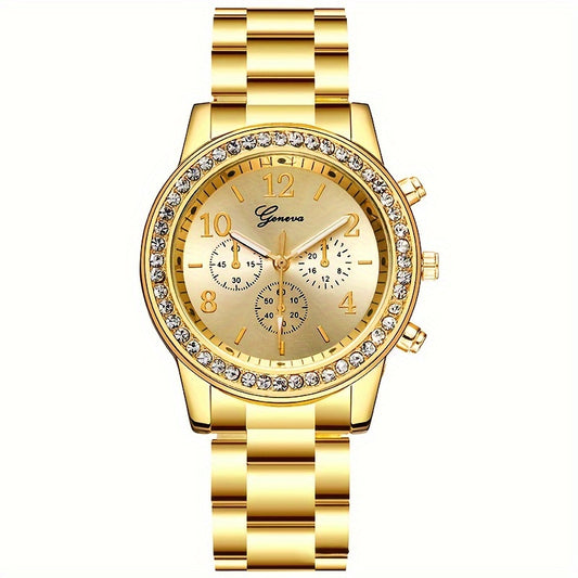 Ensemble de 3 Montres à Quartz de Luxe pour Femme - Wrist accessory en Acier Inoxydable, Accents de Strass, Cadeau Parfait pour Maman & personne pour la Fête des Mères, la Saison des Fêtes, la Saint-Valentin