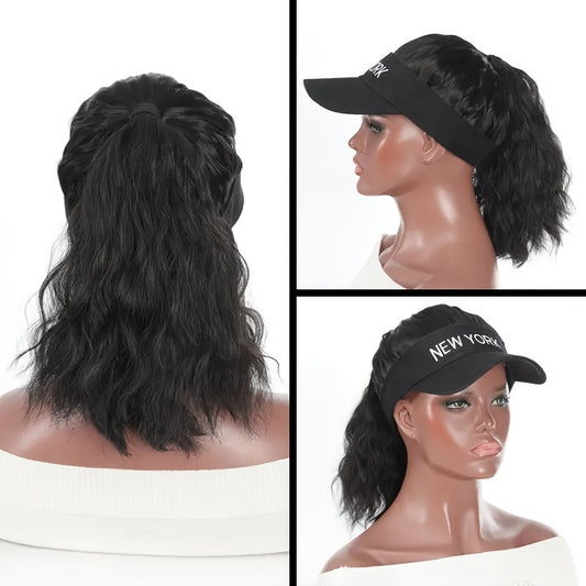 1pc Women Adjustable Baseball Cap with Curly Synthetic Ponytail Extension, Sports Style Visor Hat for All Occasions, Multiple Colors Available for Women 