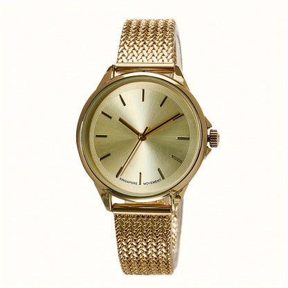 Elegant Stainless Steel Women's Quartz Watch (WD-182) - Classic Design with Hand Display and Non-Wireless Battery 