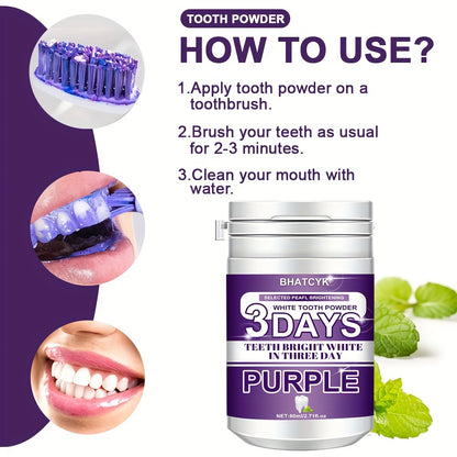 Purple Tooth Cleaning Powder, Deep Cleaning Teeth Powder, Tooth Polishing, for Daily Life, 1pc 